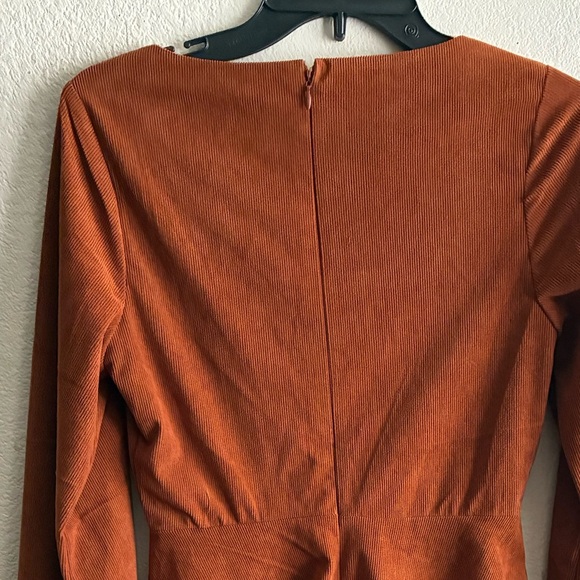 Francesca’s Paulette Corduroy Long Sleeve Rust Orange Mini Dress S - Picture 16 of 16